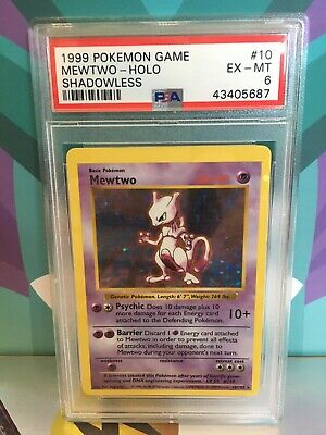 Off centered  OC PSA 6 Shadowless Mewtwo Base Holo Rare Pokemon Card 1999