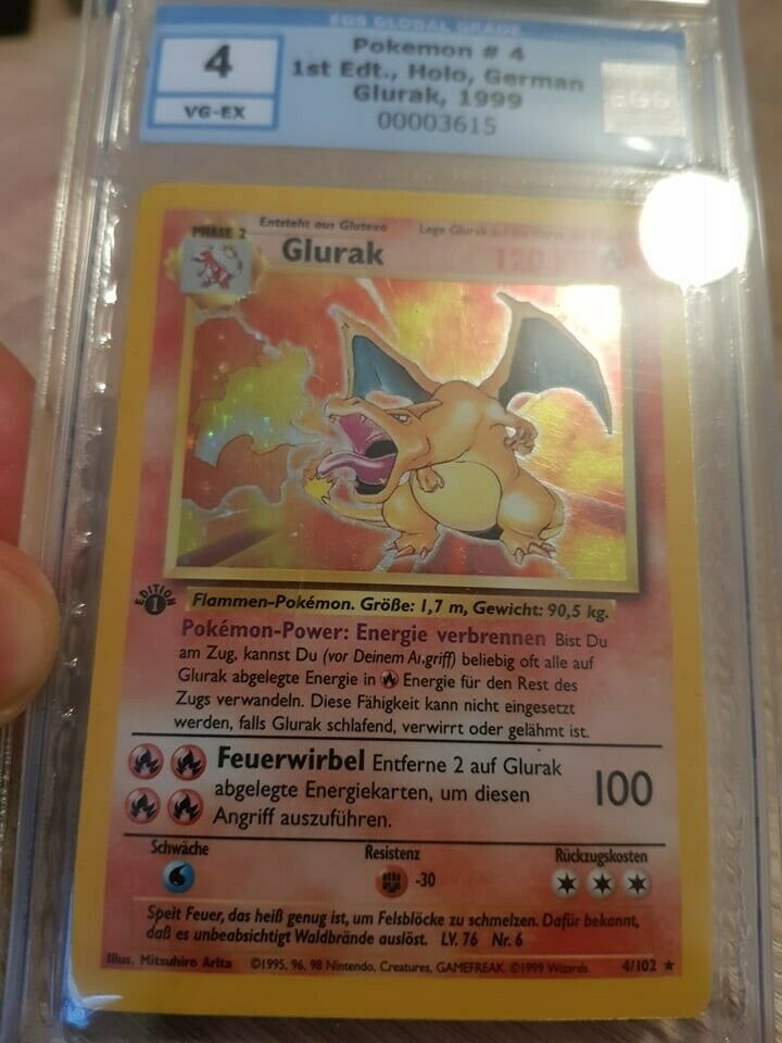 Pokemon Glurak 1999 Holo FIRST Edition 4102 deutsch EGSPSA 4 VGEX