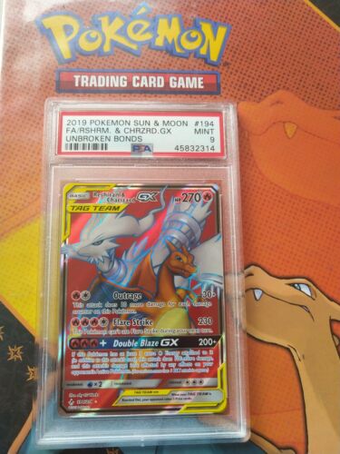 PSA 9 Mint Reshiram  Charizard FA GX Holo 194214 Unbroken Bonds POKEMON CARD