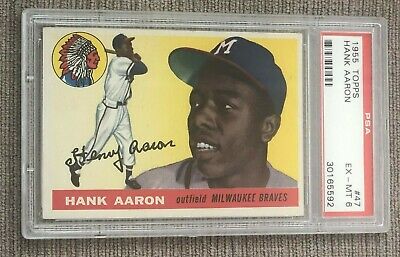 1955 Topps Hank Aaron PSA 6 EXMT 47  Baseball HOF Braves