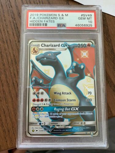 Pokemon PSA 10 Shiny Charizard GX Hidden Fates SV49SV94 Gem Mint PCG Sun  Moon