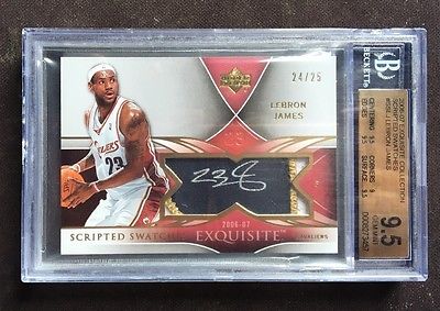 LeBron James 200607 UD Exquisite Scripted Swatches 25  BGS 95 