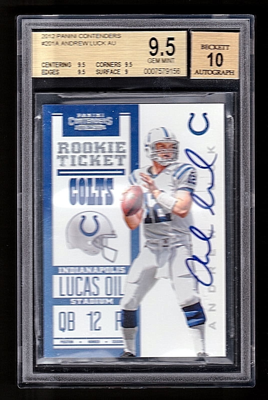 2012 SP Authentic ANDREW LUCK Auto RC BGS 9510 Gem Mint SP Autograph