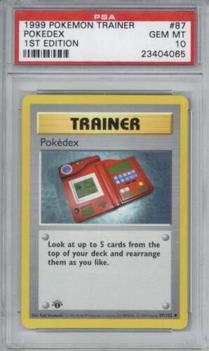 Pokedex 1999 Pokemon First 1st Edition Base Shadowless Card 87 PSA 10 