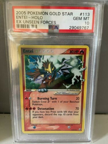 PSA 10 Entai Pokemon Card Ex Unseen Forces Gold Star