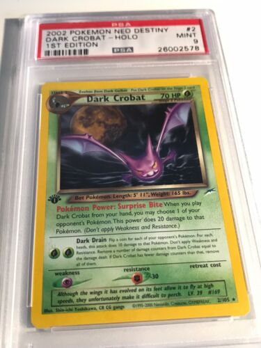 PSA9 1st Edition Mint 2002 Dark Crobat Holo 2105 Neo Destiny Pokemon First WotC