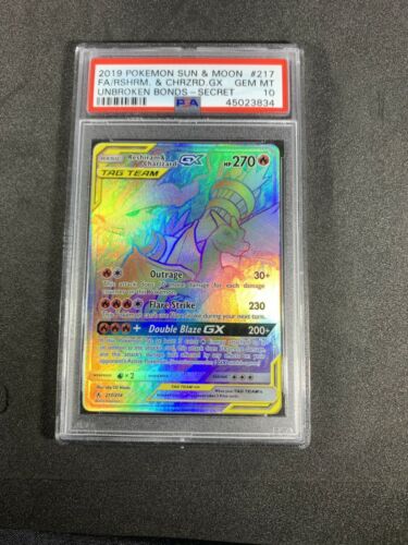 Reshiram And Charizard GX FA Unbroken Bonds 217 PSA 10 Gem Mint Pokemon Card