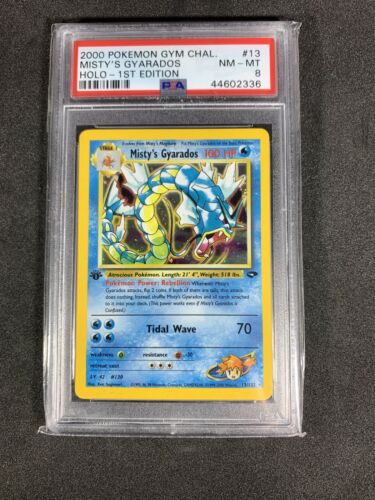 1st Edition Mistys Gyarados Holo Gym Challenge PSA 8 NMMT Pokemon Card