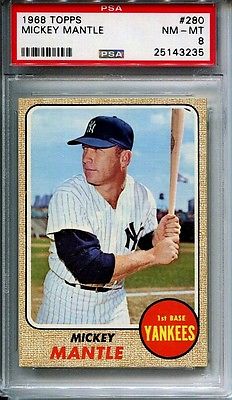 1968 TOPPS MICKEY MANTLE 280 PSA 8 NMMT Centered Beauty No Reserve
