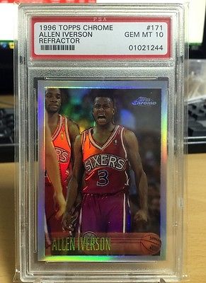 199697 Topps Chrome Refractors RC Allen Iverson PSA 10 Gem mint HOF