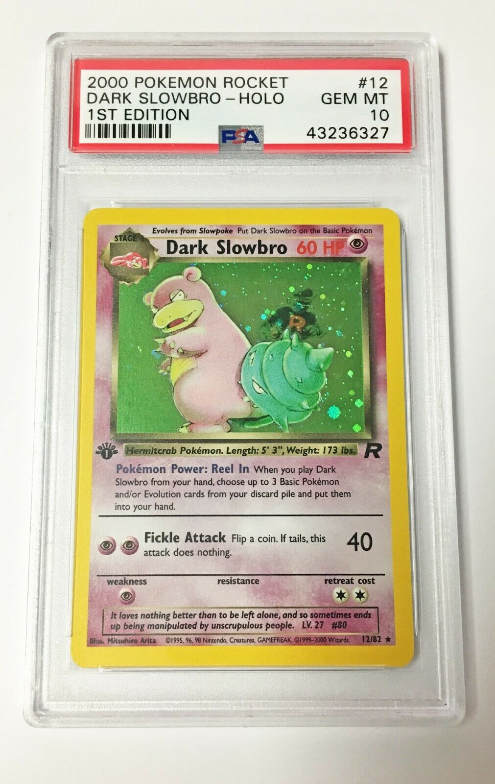 Pokemon Card  PSA 10 1st Edition Dark Slowbro 1282  Team Rocket  PSA10