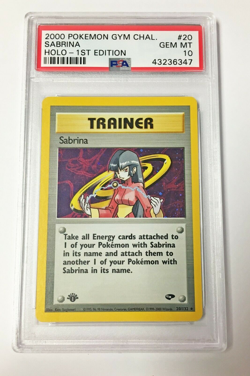 Pokemon Card  PSA 10 1st Edition Sabrina 20132  Gym Challenge  PSA10