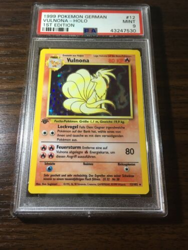 1st Ed Ninetales Vulnona Holo Rare German Pokemon Card 12102 Base PSA 9 MINT