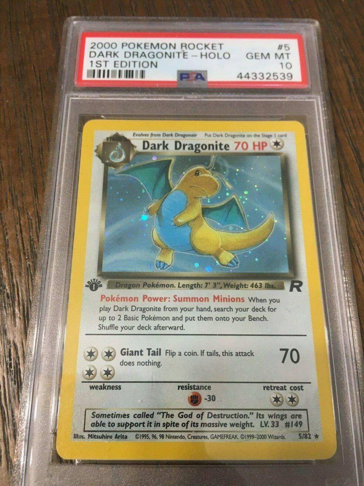 Team Rocket 1st Edition Dark Dragonite Holo PSA 10  GEM Mint Pokemon Card 582