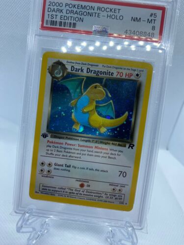 2000 Pokemon Rocket 1st Edition Holo Dark Dragonite Psa 8