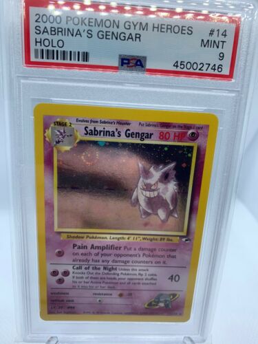 2000 Pokemon Gym Heroes Holo Sabrinas Gengar Psa 9 Stunning Swirl