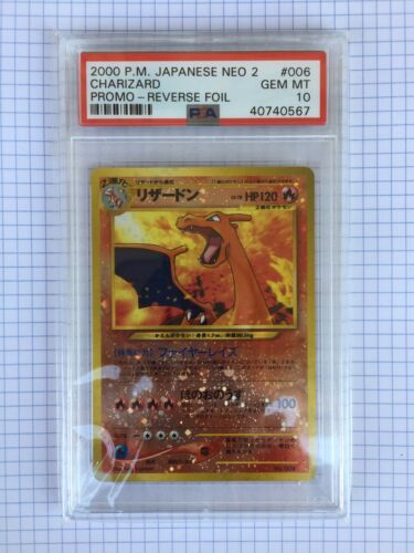 Pokemon Psa 10 Charizard 2000 Japanese Neo 2 Promo Reverse Foil Gem Mint 