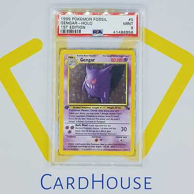 PSA 9 MINT Gengar Fossil 1st Edition Holo Pokemon 1999 XZX