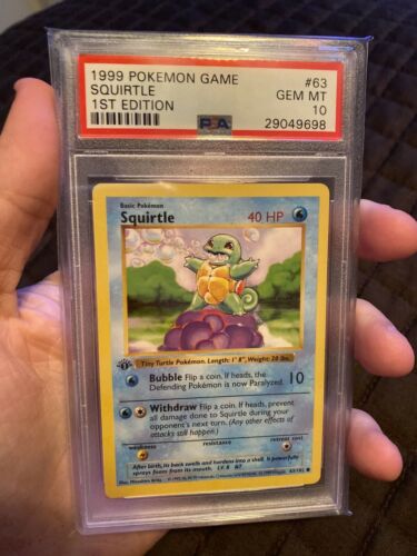 PSA 10  1999 Pokemon Game Base 1st Edition Squirtle 63102  GEM MINT