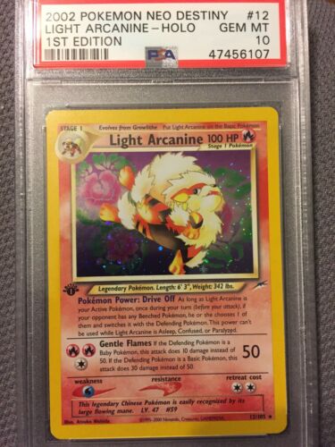 2002 Neo Destiny Pokemon Card Light Arcanine 12105 1st Edition PSA 10 Gem Mint