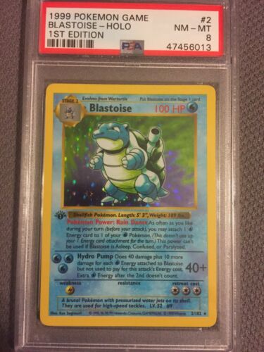 1999 Pokemon Base 1st Edition Holo Blastoise 2 PSA 8 NMMT PSA 9 Regrade