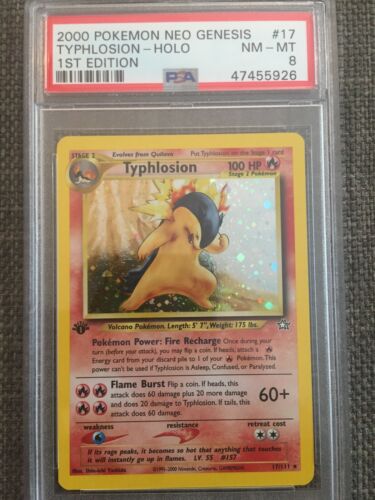 2000 Pokemon 1st Edition Typhlosion Holo Neo Genesis PSA 8 NM Mint 17