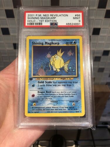 1st Edition PSA 9 Mint Neo Revelation Holo Shining Magikarp 6664 Pokemon Card