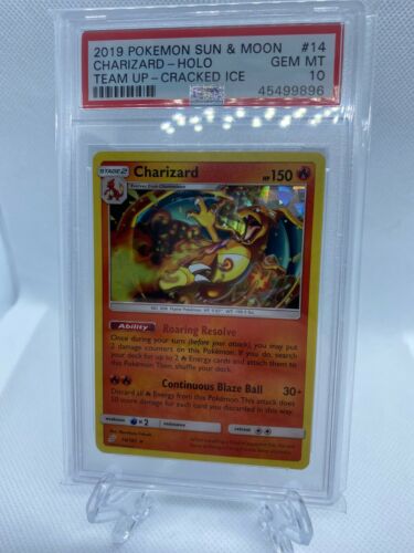 2019 Pokemon Sun And Moon Charizard Holo Team Up Cracked Ice PSA 10