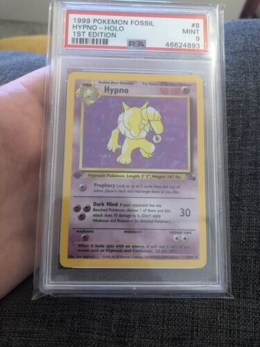 PSA 9 MINT 1st Edition Fossil Holo Hypno 862 Pokemon CardIMMACULATE