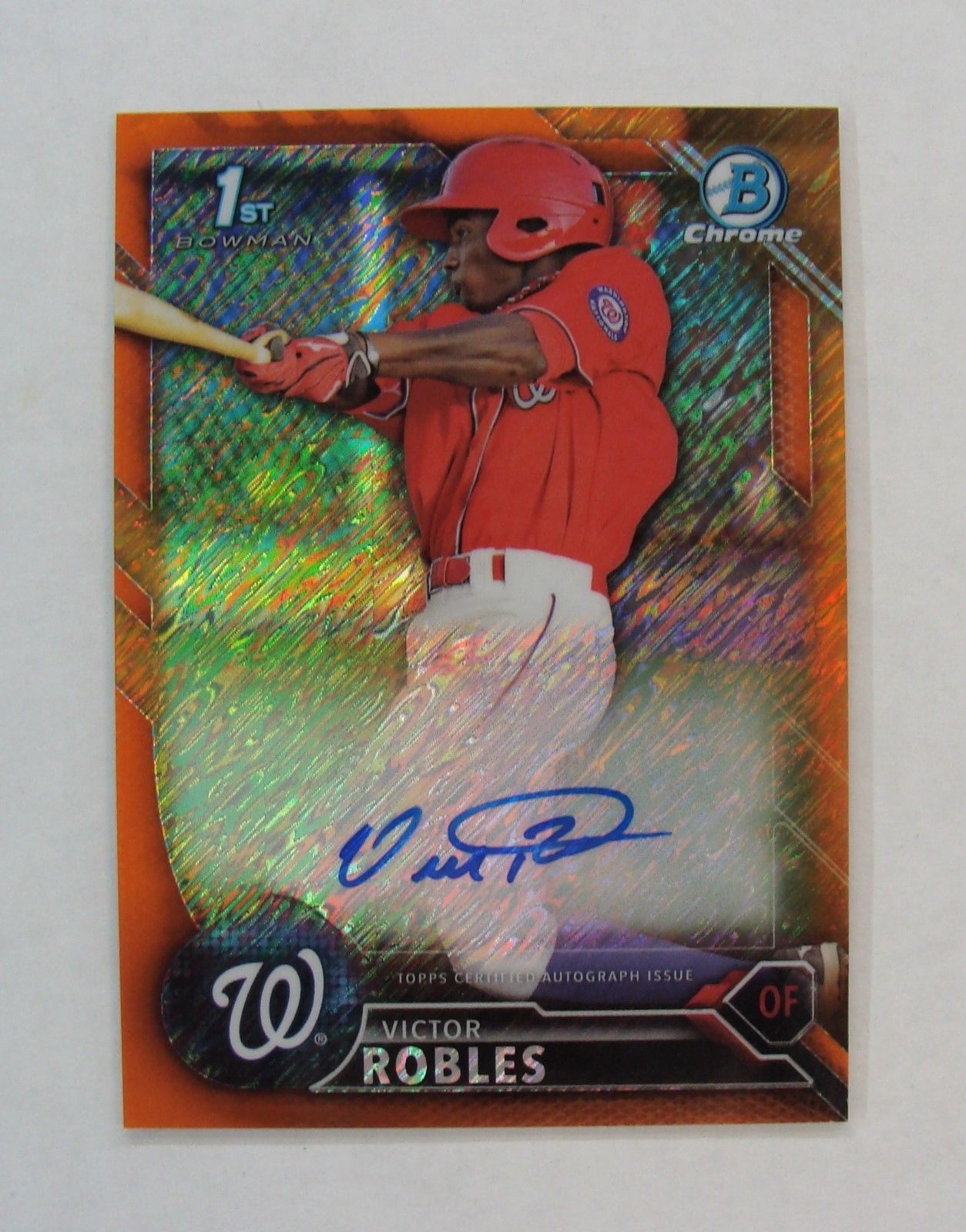 Nationals Victor Robles 2016 Bowman Chrome Orange Refractor 0810 Autograph Auto