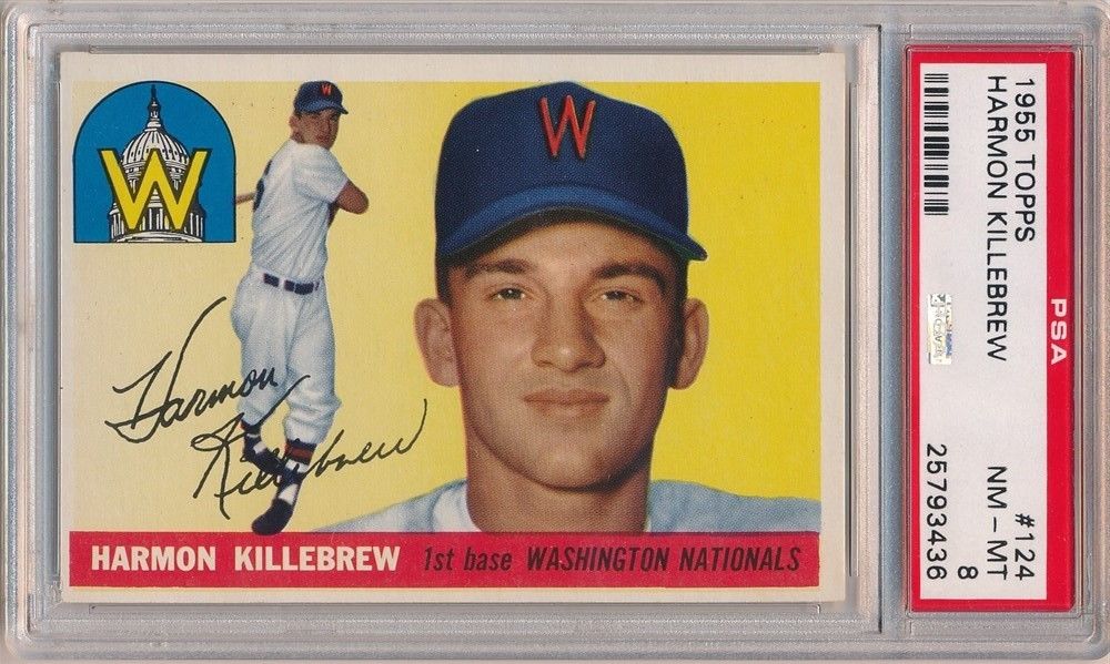 HARMON KILLEBREW 1955 TOPPS 124 RC ROOKIE CARD WASHINGTON NATIONALS PSA 8 NMMT