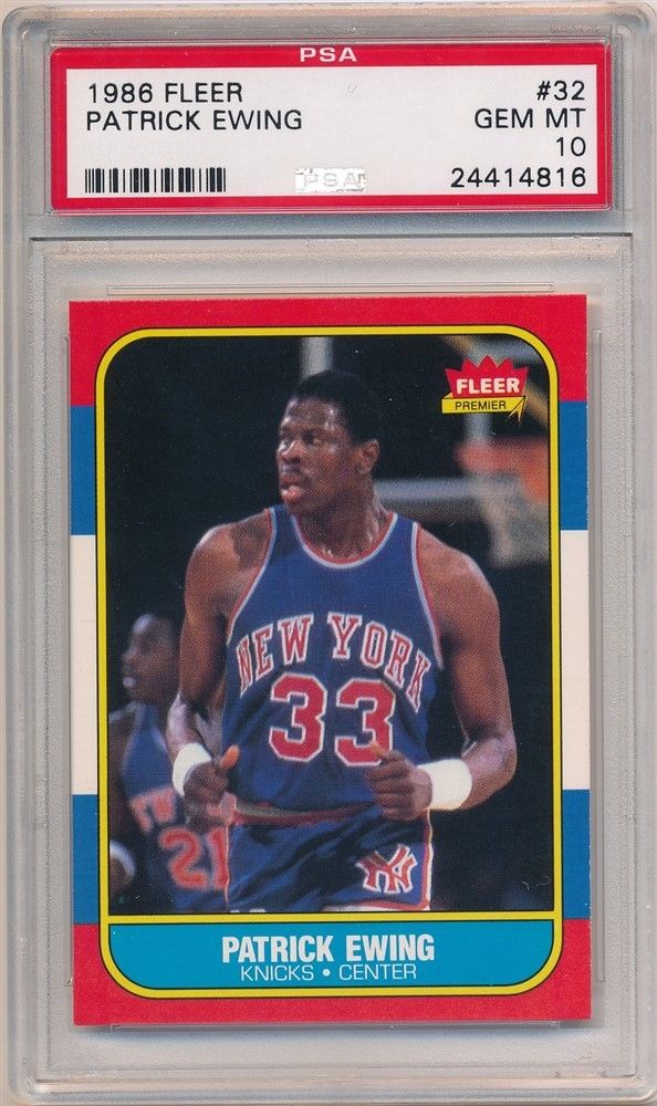 PATRICK EWING 1986 8687 FLEER 32 RC ROOKIE NEW YORK KNICKS PSA 10 GEM MINT