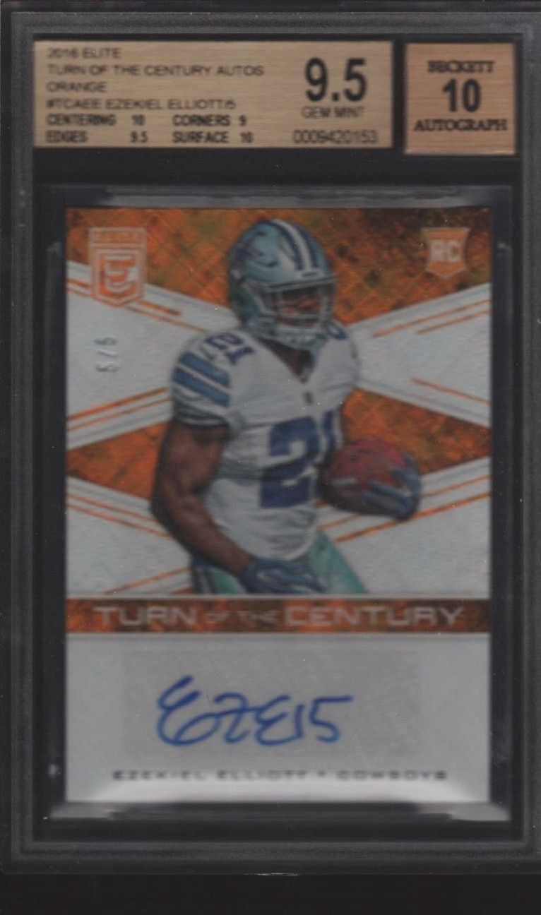 EZEKIEL ELLIOTT 55 3000 BGS 95 10 COWBOYS ROOKIE AUTO RC 2016 ELITE GEM MINT