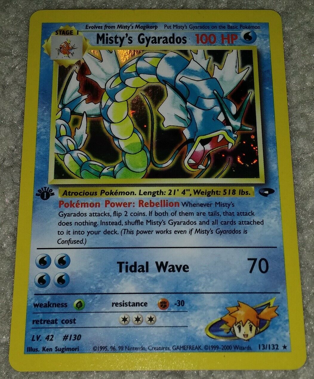 1st Edition Mistys Gyarados 13132 Ultra Rare Gym Challenge Holo Pokemon Card