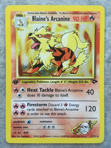 Blaines Arcanine 1132 Holo 1st Edition Gym Challenge   Pokemon Card NM