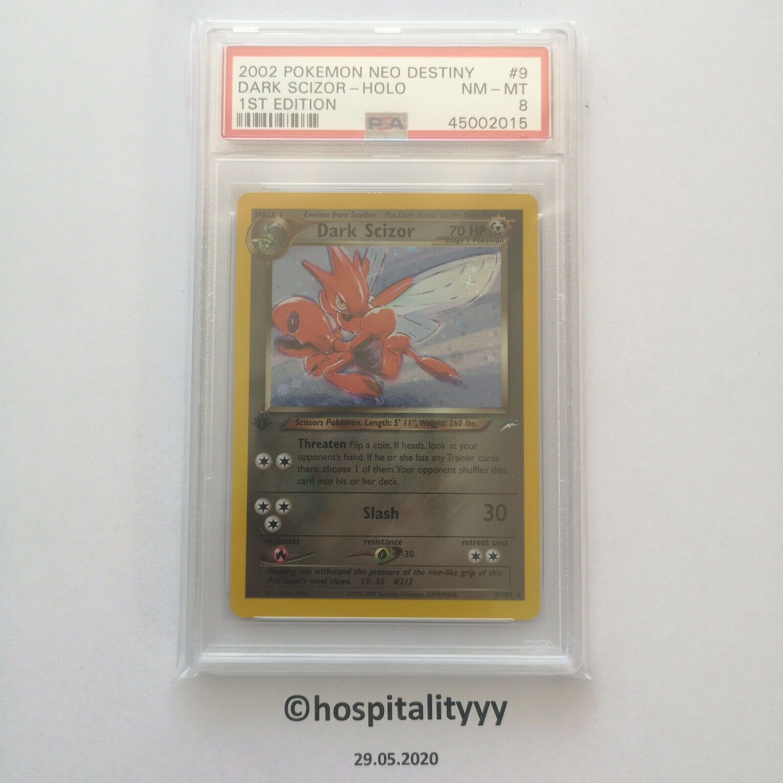 Pokemon Dark Scizor 1st Edition PSA 8 Holo Neo Destiny