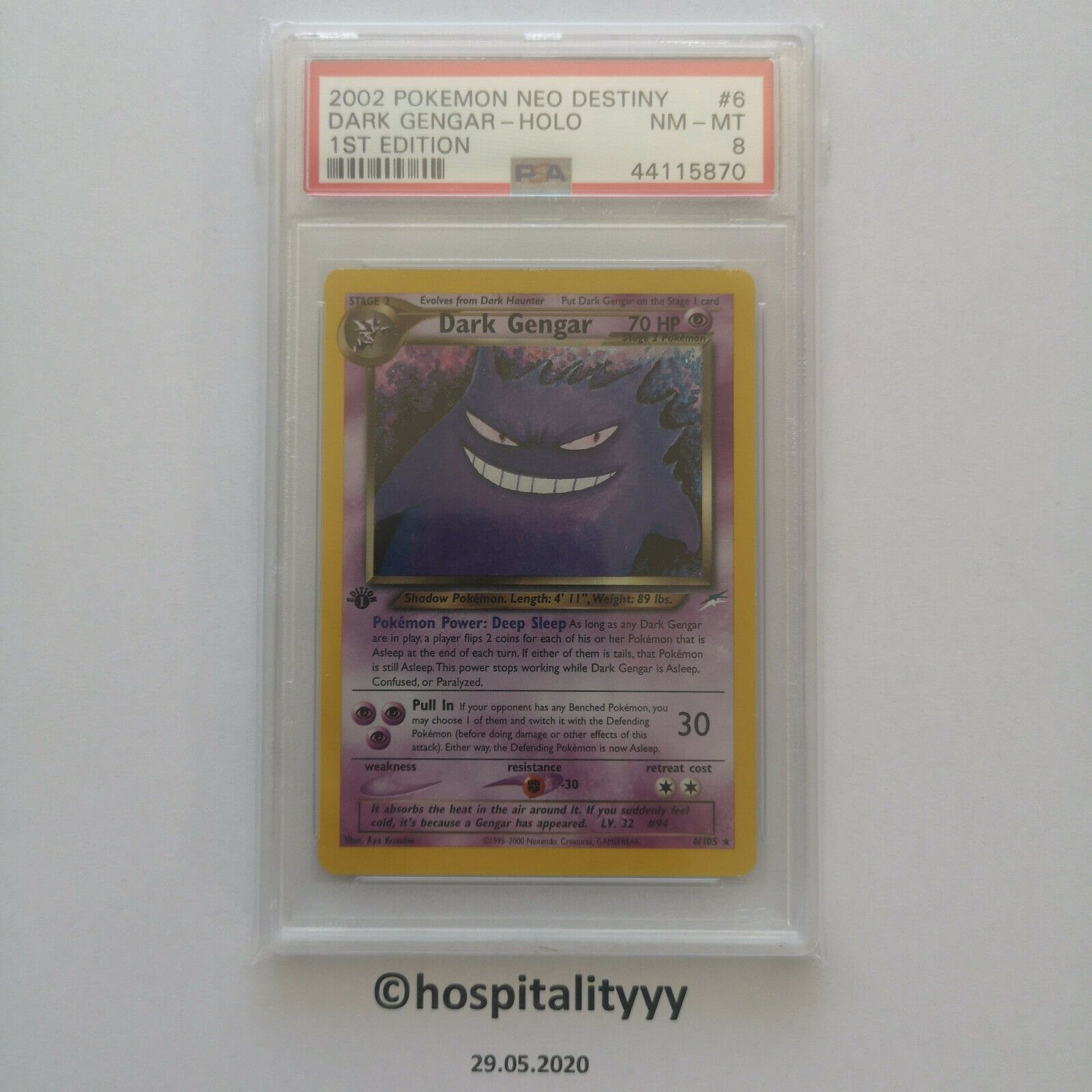 Pokemon Dark Gengar 1st Edition PSA 8 Holo Neo Destiny