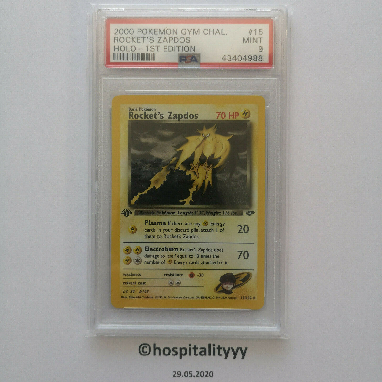 Pokemon Rockets Zapdos PSA 9 MINT Holo Gym Challenge