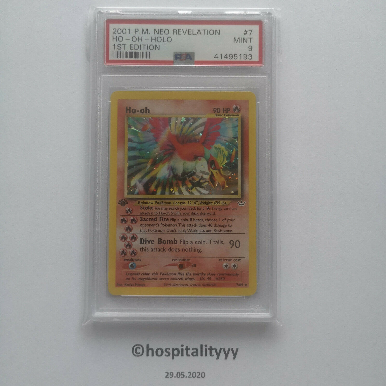 Pokemon Hooh 1st Edition PSA 9 MINT Holo Neo Revelation