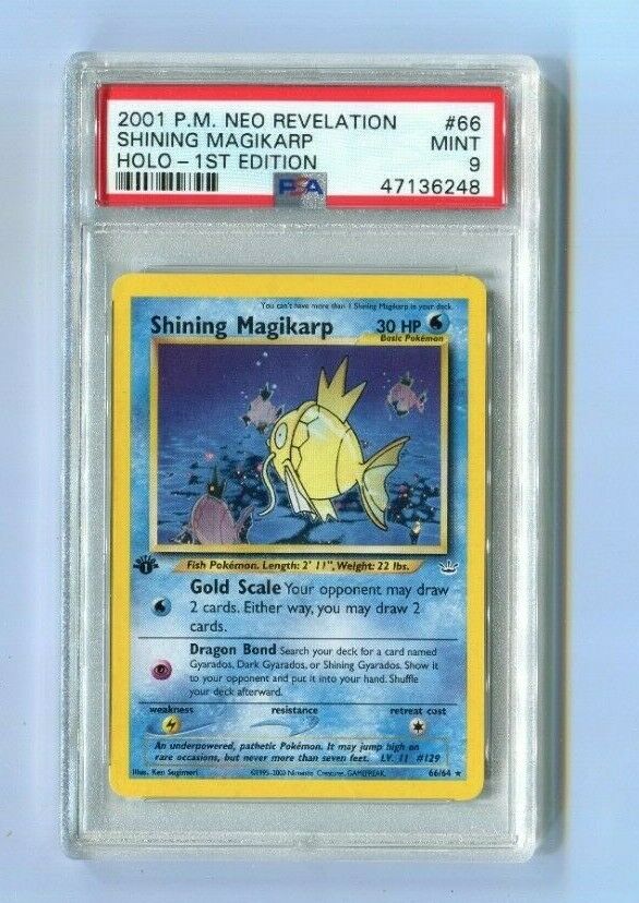 Pokemon PSA 9 MINT 1st edition Neo Revelation SHINING MAGIKARP 6664 SECRET RARE