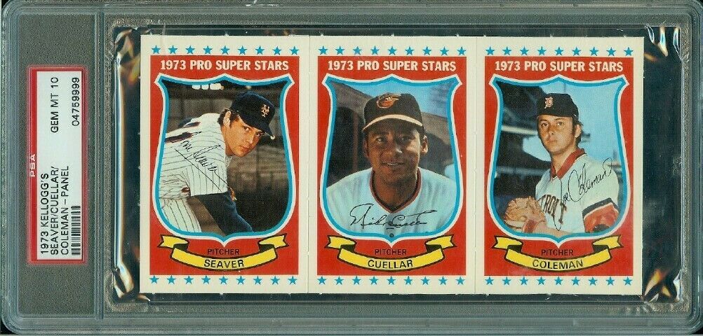 1973 Kelloggs Baseball Panel Tom Seaver M Cuellar Coleman  PSA 10 WOW