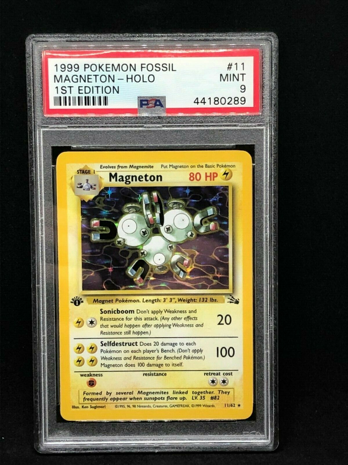 Pokemon Card  PSA 9 1st Edition Magneton Holographic  Fossil  1162