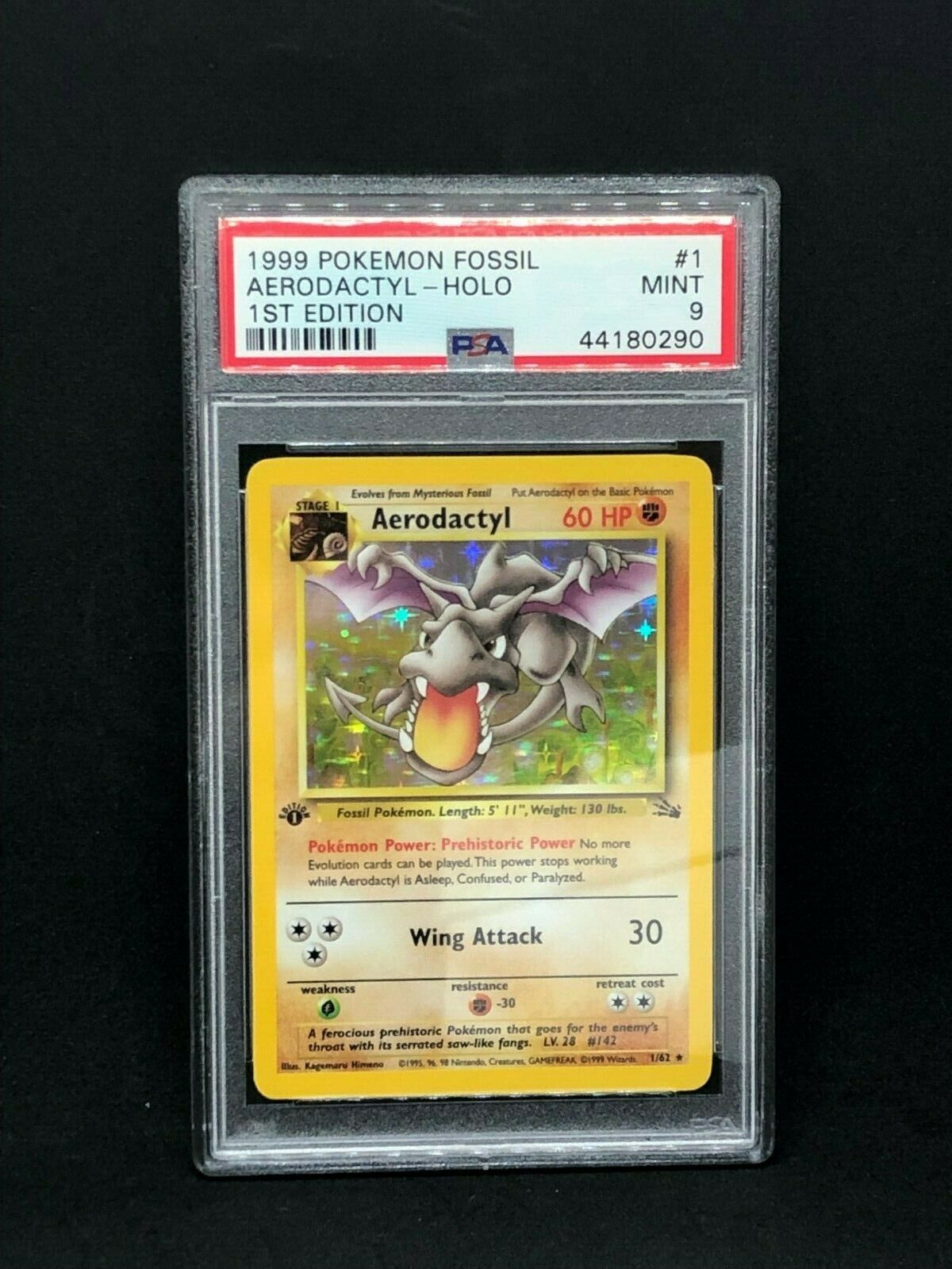 Pokemon Card  PSA 9 1st Edition Aerodactyl Holographic  Fossil  162