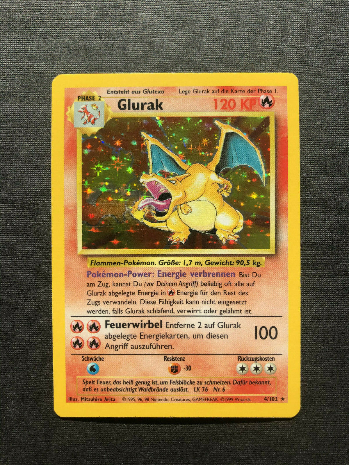 Pokemon Karte Glurak 4102 Holo Basis Deutsch nicht 1 Edition PSA 10 Goldstar 