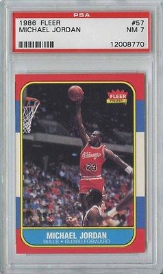 MICHAEL JORDAN 1986 87 FLEER BASKETBALL 57 BULLS ROOKIE PSA 7