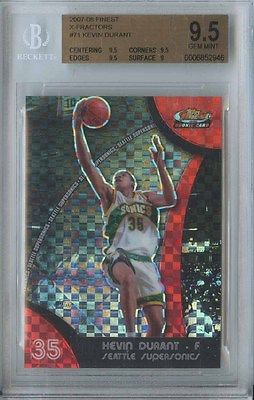 KEVIN DURANT 2007 08 TOPPS FINEST 71 SONICS ROOKIE XFRACTOR 215 BGS 95