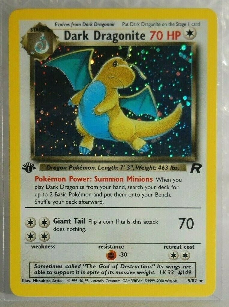 Dark Dragonite 1st Edition Holo Rare Team Rocket Pokemon Card NM 5