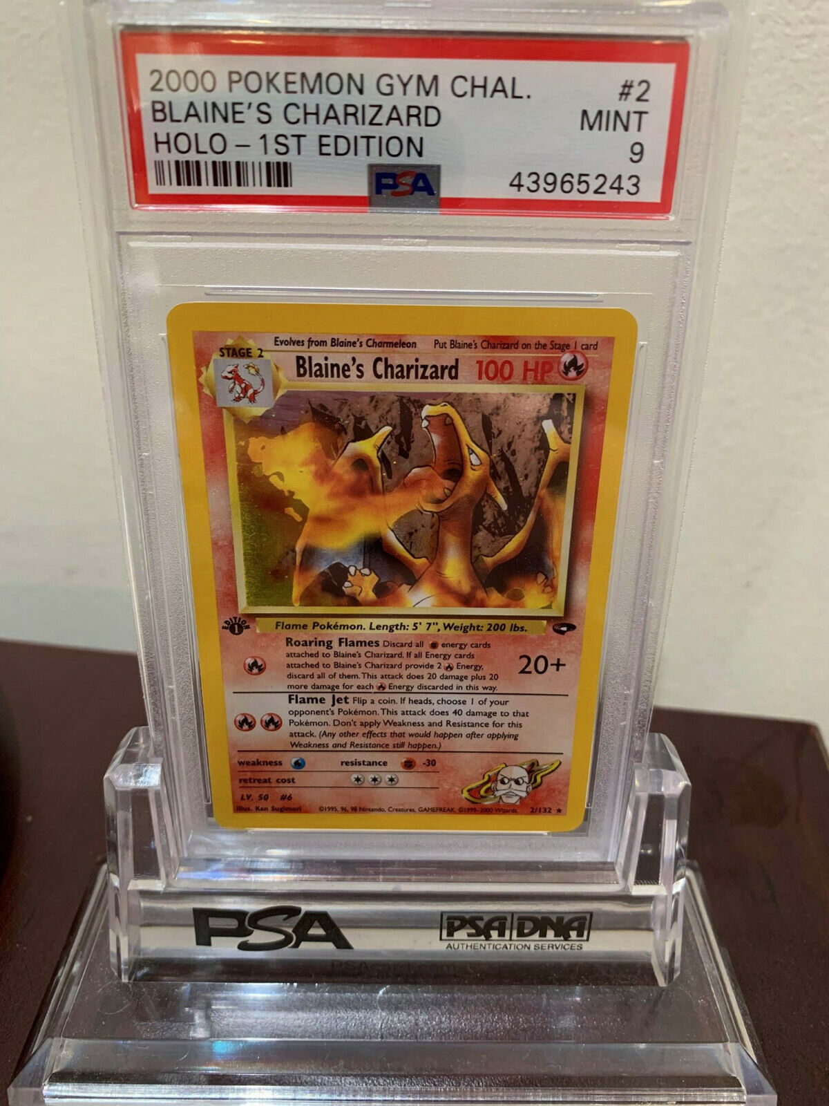 PSA 9 Holo 1st Edition Blaines Charizard Gym Challenge Pokemon Card 2132