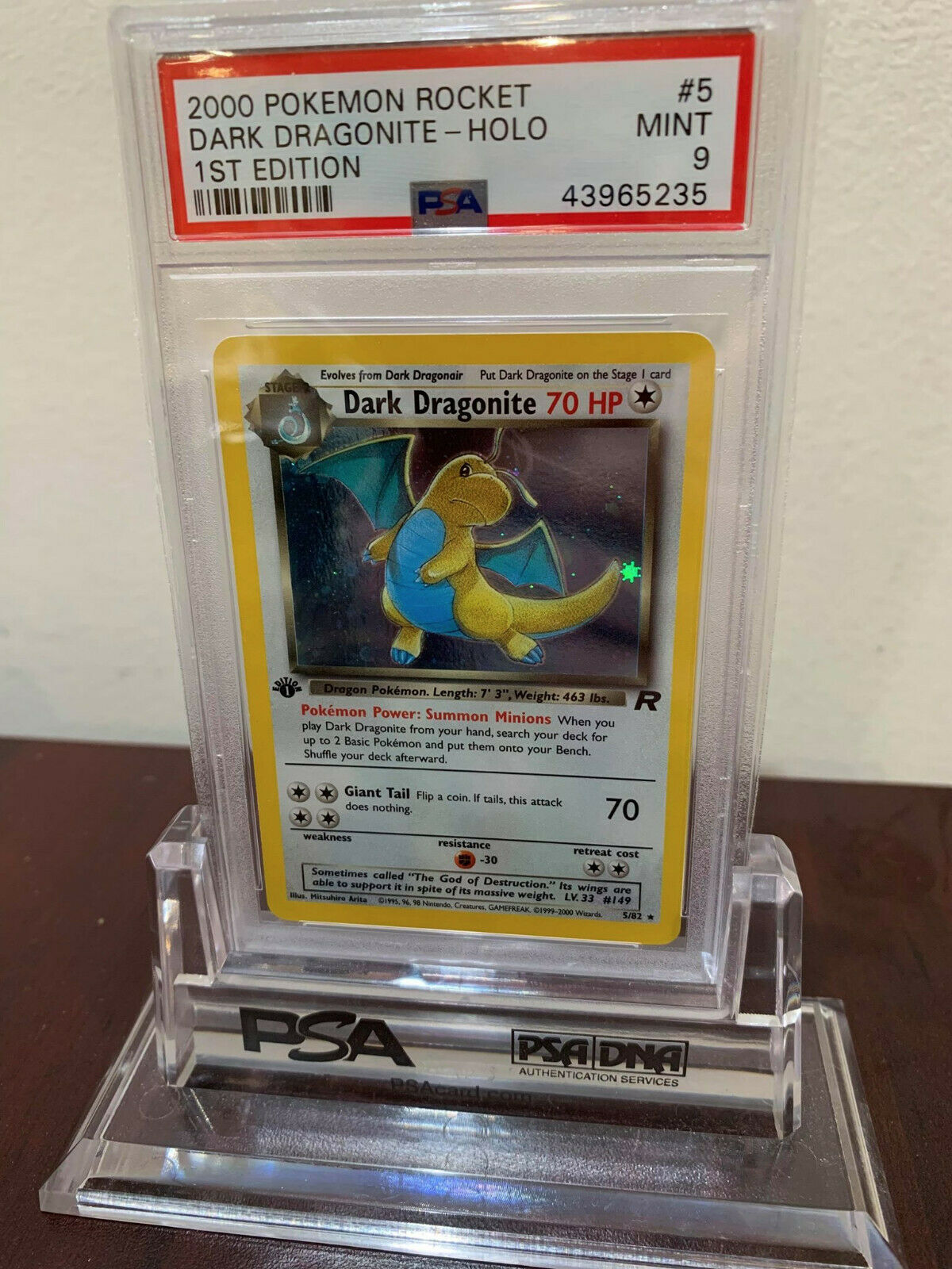 PSA 9 Holo 1st Edition Dark Dragonite Team Rocket Pokemon Card 582