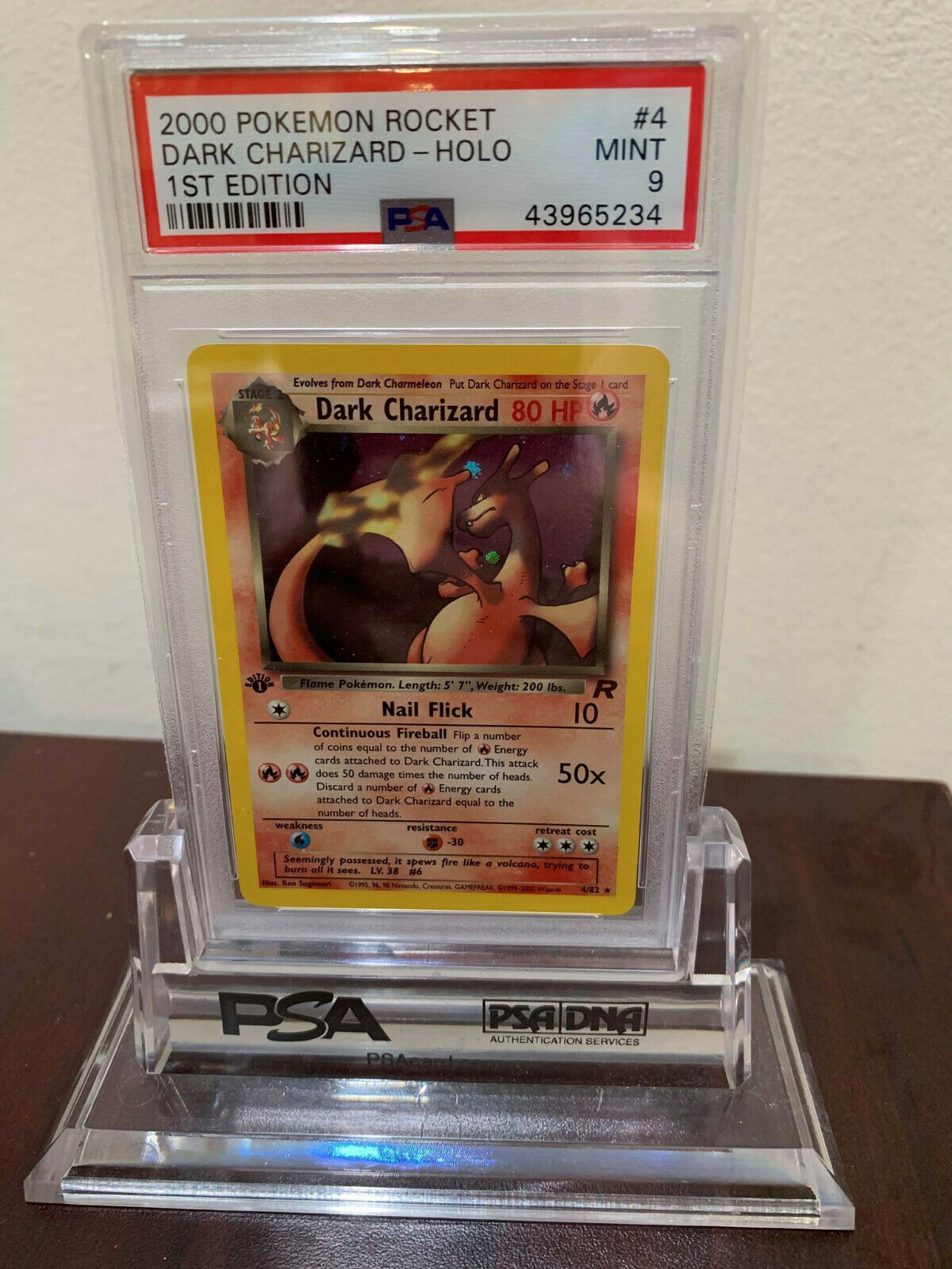 PSA 9 Holo 1st Edition Dark Charizard Team Rocket Pokemon Card 482